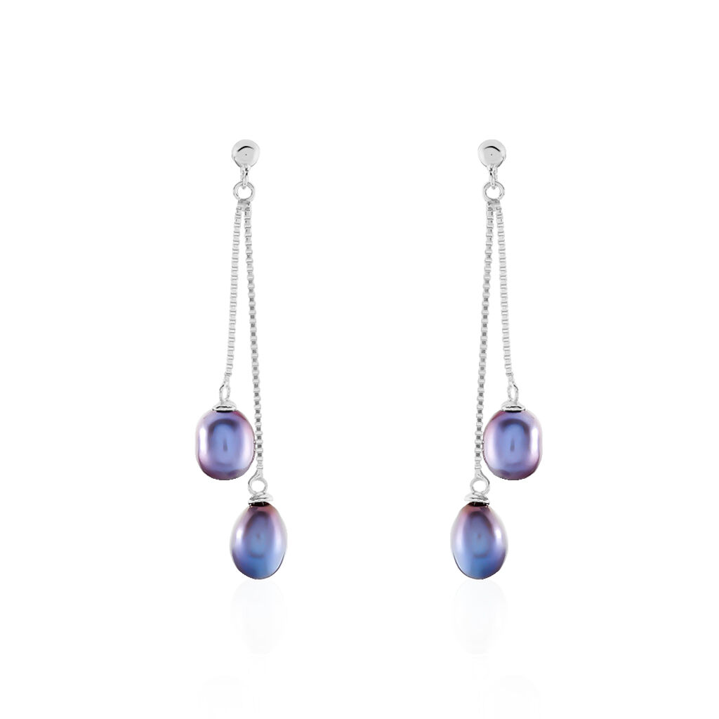Boucles D'oreilles Pendantes Axell Argent Blanc Perle De Culture