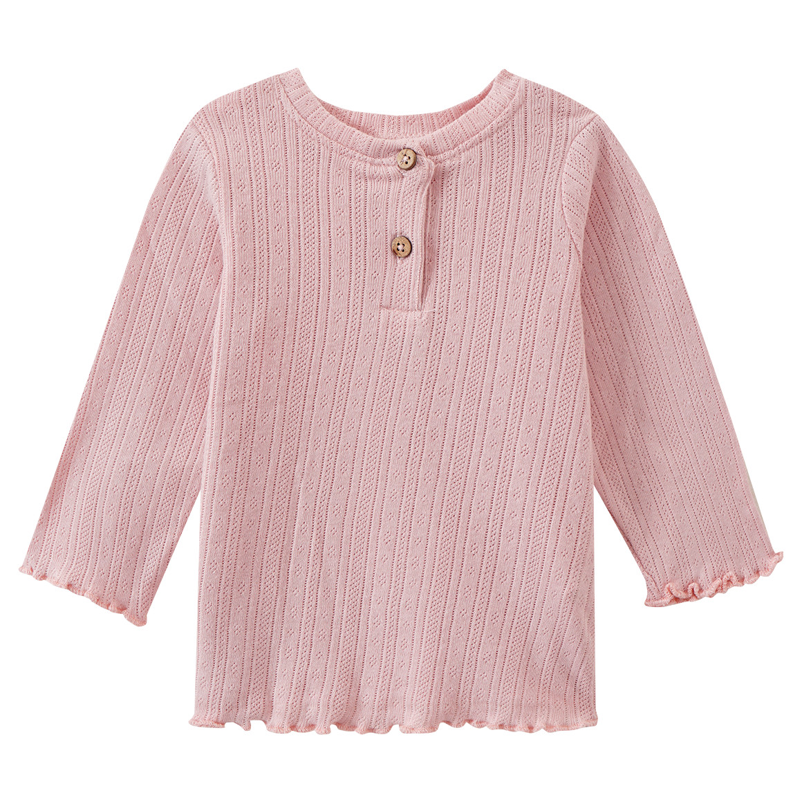 Topomini Pure Collection 2 Newborn Langarmshirts mit Ajour-Muster cremeweiss / rosa