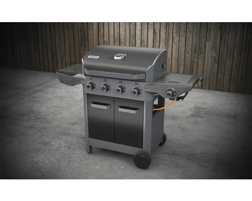 Tenneker® Carbon TG-4 U Gasgrill met 4 branders + zijbrander, gietijzeren rooster, zwart