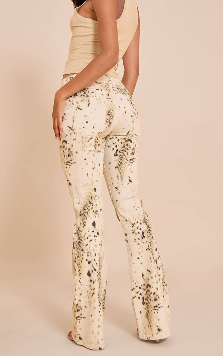 Beige Jean Évasé Léopard Des Neiges
