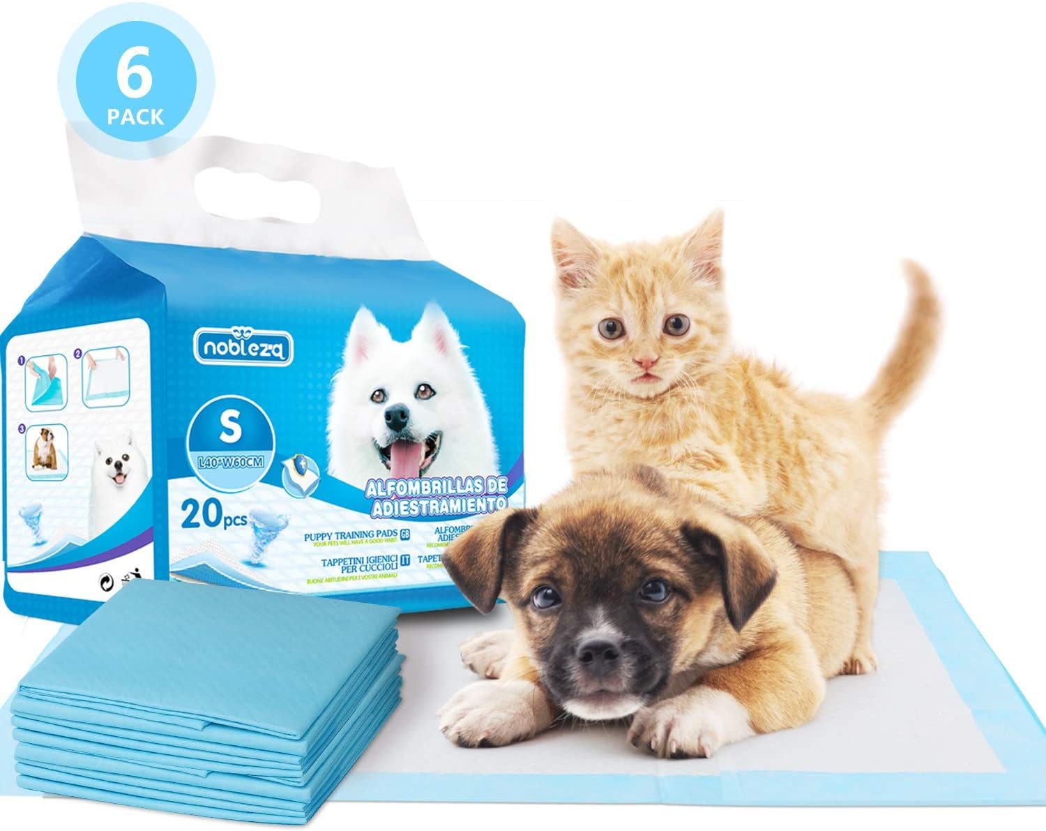 Nobleza - 120 Tapetes Higiênicos para Treinamento de Cães. Ultra Absorventes, 60 x 40 cm