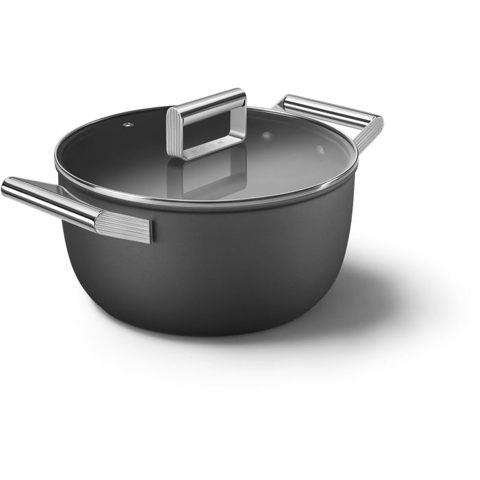 SMEG Kochtopf mit Deckel 24 cm CKFC2411BLM Schwarz