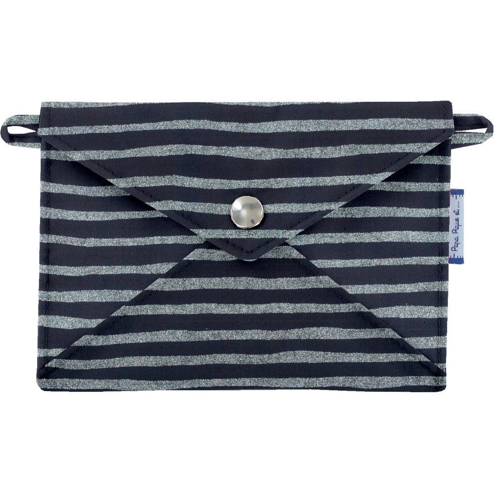 Petite Pochette Enveloppe Rayé Argent Marine