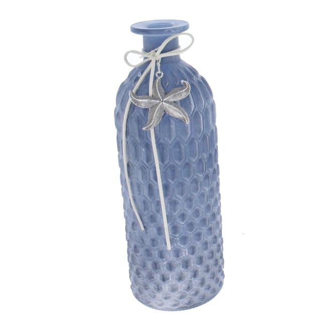 Vase mit Seestern - blau - aus Glas - ca. 8 x 26,5 cm