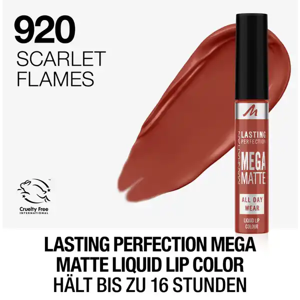 Lasting Perfection Mega Matte Liquid Lip Color, Fb. 920 Scarlet Flames