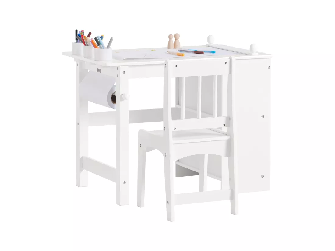 Ensemble Table et Chaise Enfant avec 2 étagères, KMB60-W