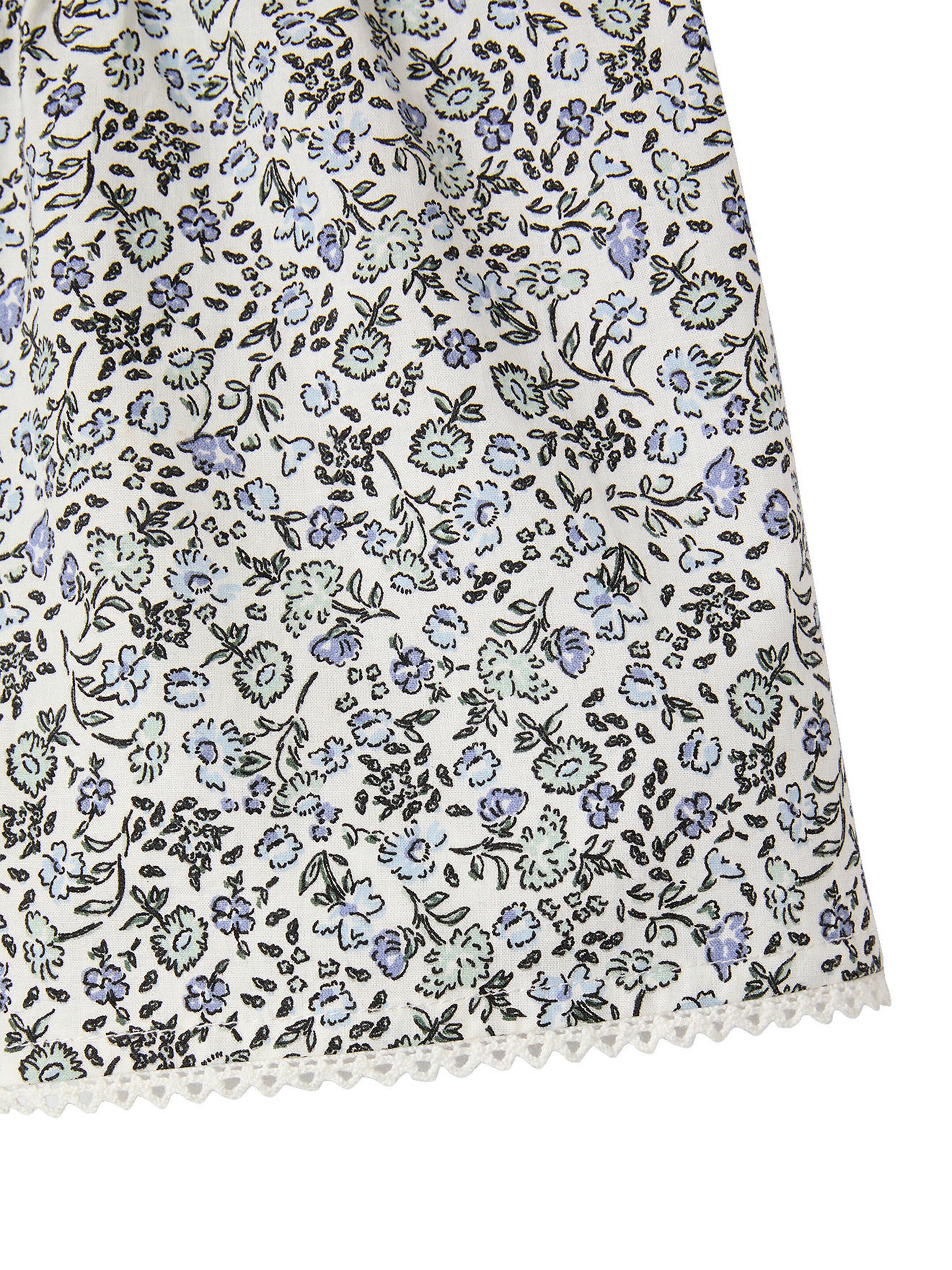 Vertbaudet Festliches Mädchen-Set: Volantbluse & Shorts blau bedruckt