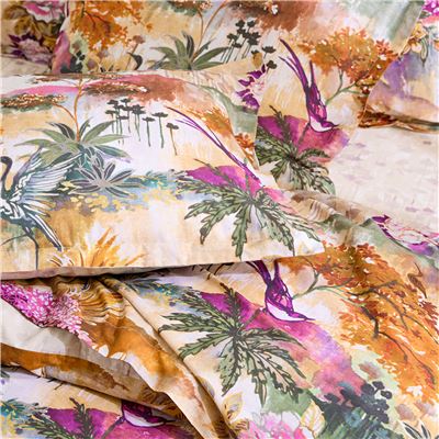 Linge de lit motif jardin d'Asie