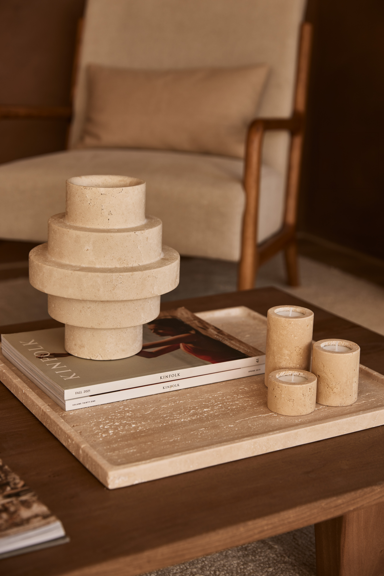 Dienblad Travertine 45x45cm