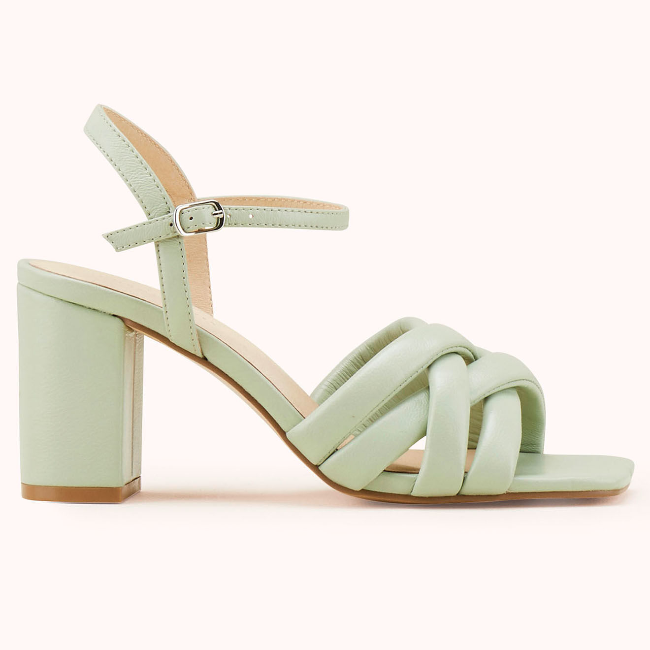 Cosmoparis Sandales en Cuir Handi amande - Talon 8 cm