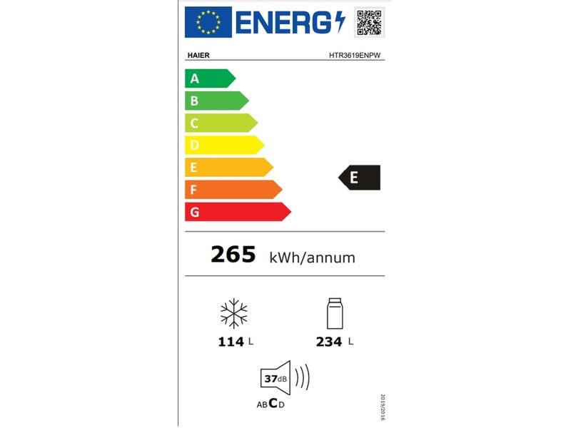 Haier Kühl-Gefrierkombination HTR3619ENPW Rechts, Wechselba Freistehender Kühlschrank kombiniert
