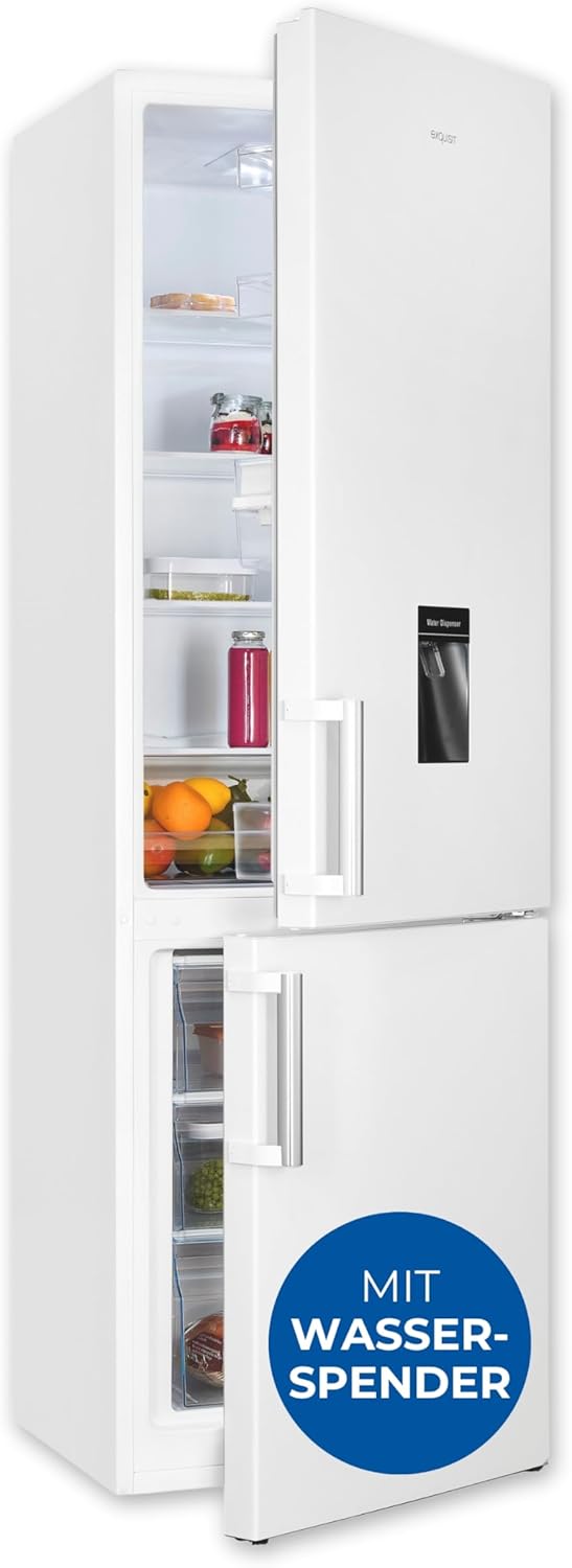 Exquisit Kühl-Gefrierkombination, 180 cm Höhe, Kühlschrank mit Gefrierfach, 268 Liter, Wasserspender, 4-Sterne-Gefrierfach, Temperaturregelung, KGC5265-70-H-WS-010E weiss