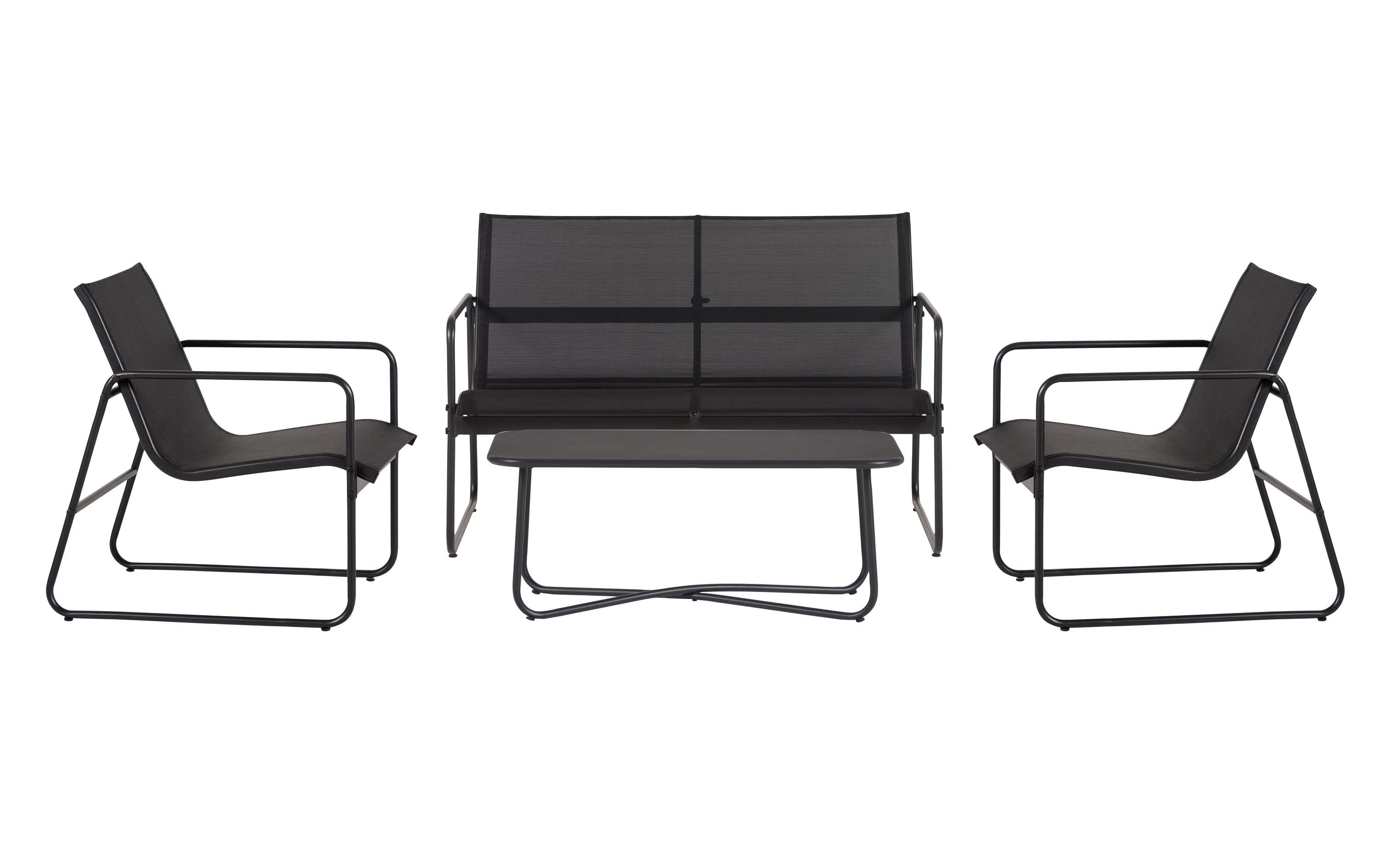 Loungeset Theodor, Set 4-teilig, Schwarz<br>Gartenlounge