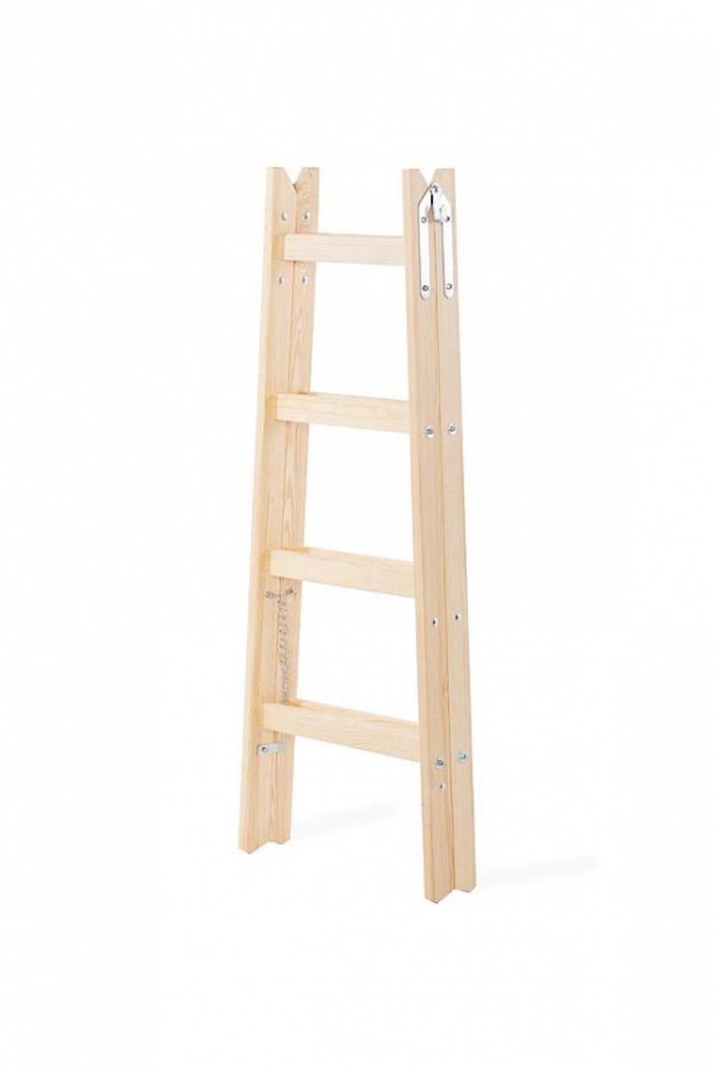 PROREGAL Houten Dubbele Giraf Houten Trapladder met Veiligheidsketting 2 x 4 Sporten 132 cm Hoge Trapladder T-bar Ladder Dubbele Sportladder