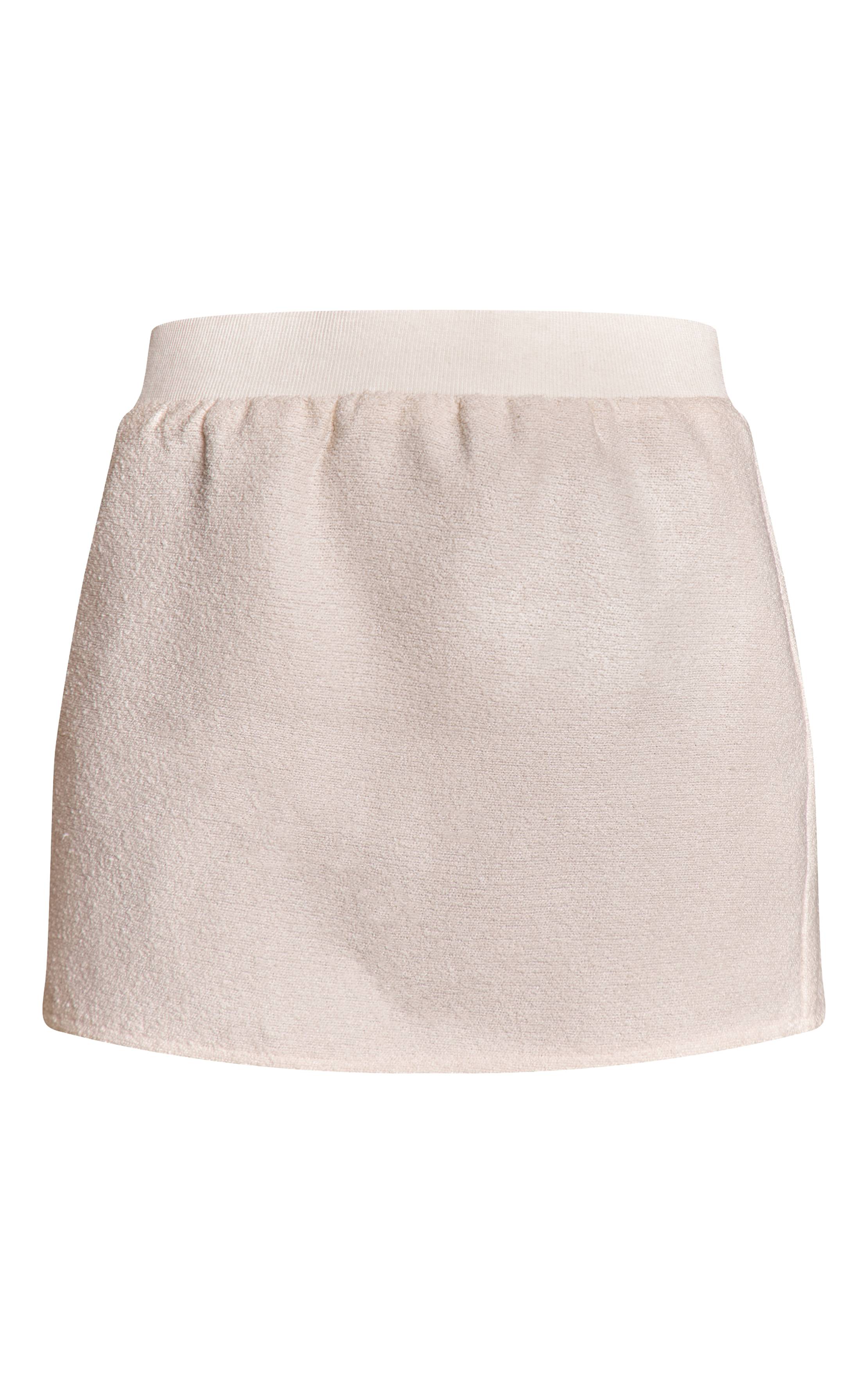 Crème Ensemble Jupe Mini Taille Mi-haute En Bouclé