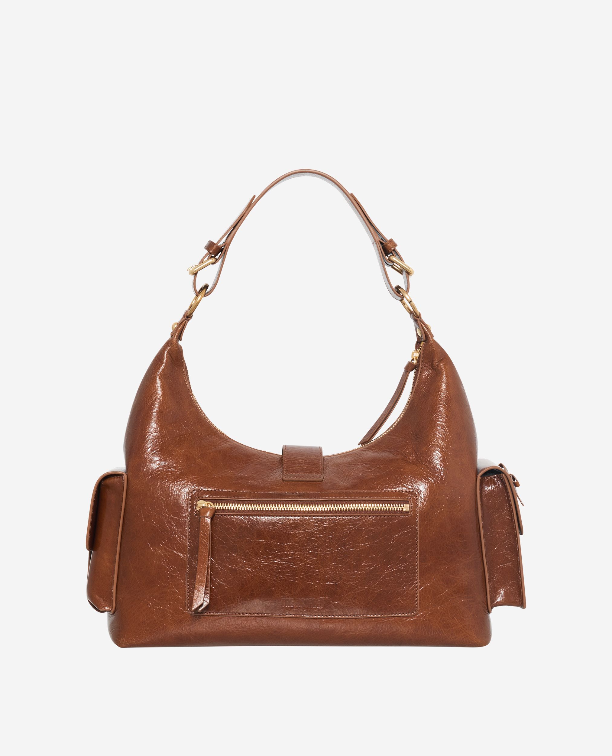 Sac Amelia XL en cuir craquelé marron