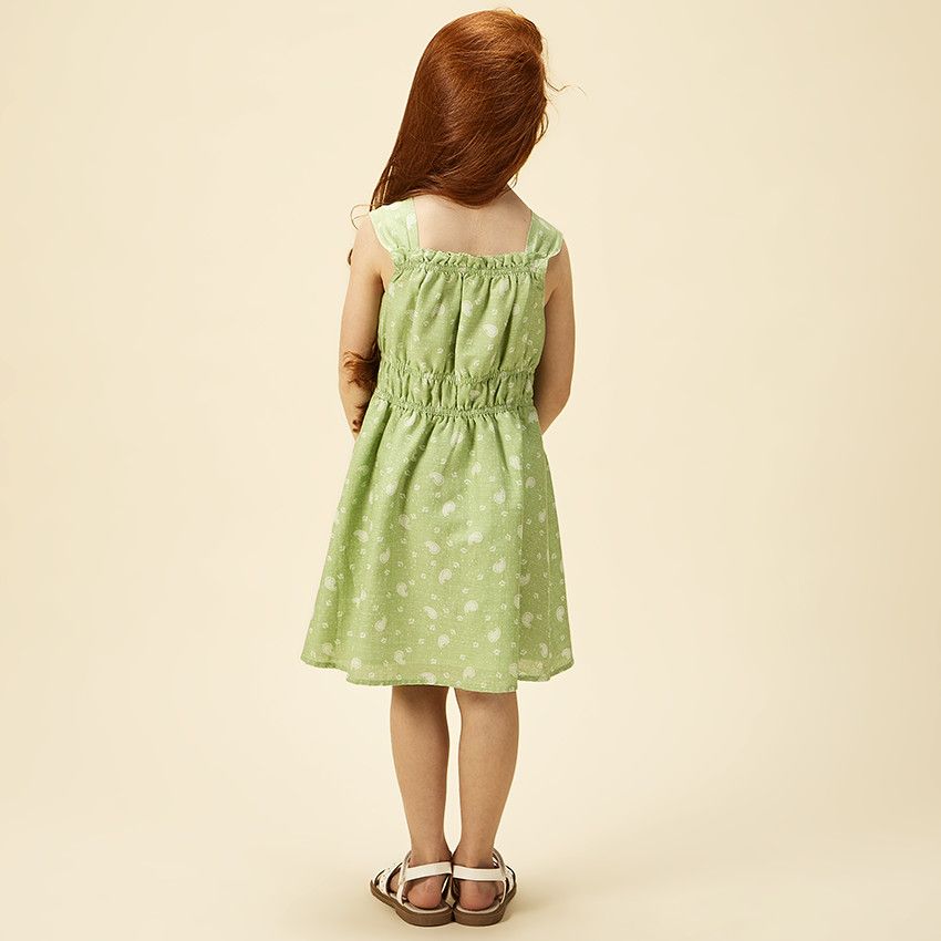 Robe sans manches imprimé cachemire pour fille - Vert