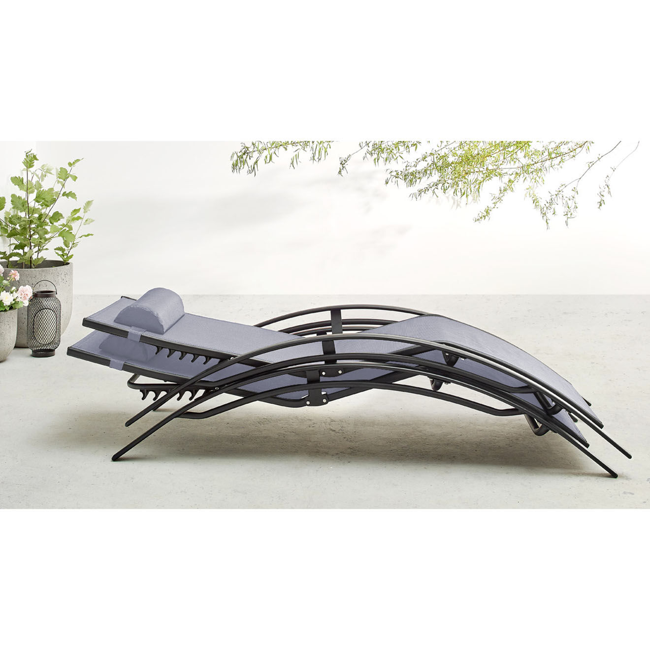 Côté Lounge 2 Bains de soleil Hawai noir/gris - 66x179x30 cm