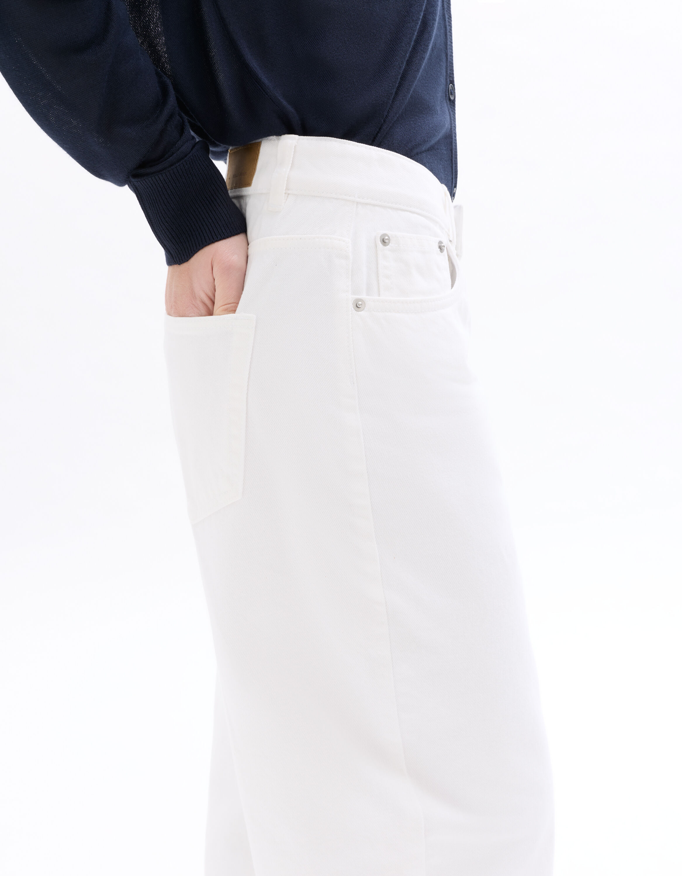 Jean barrel 100% coton - blanc