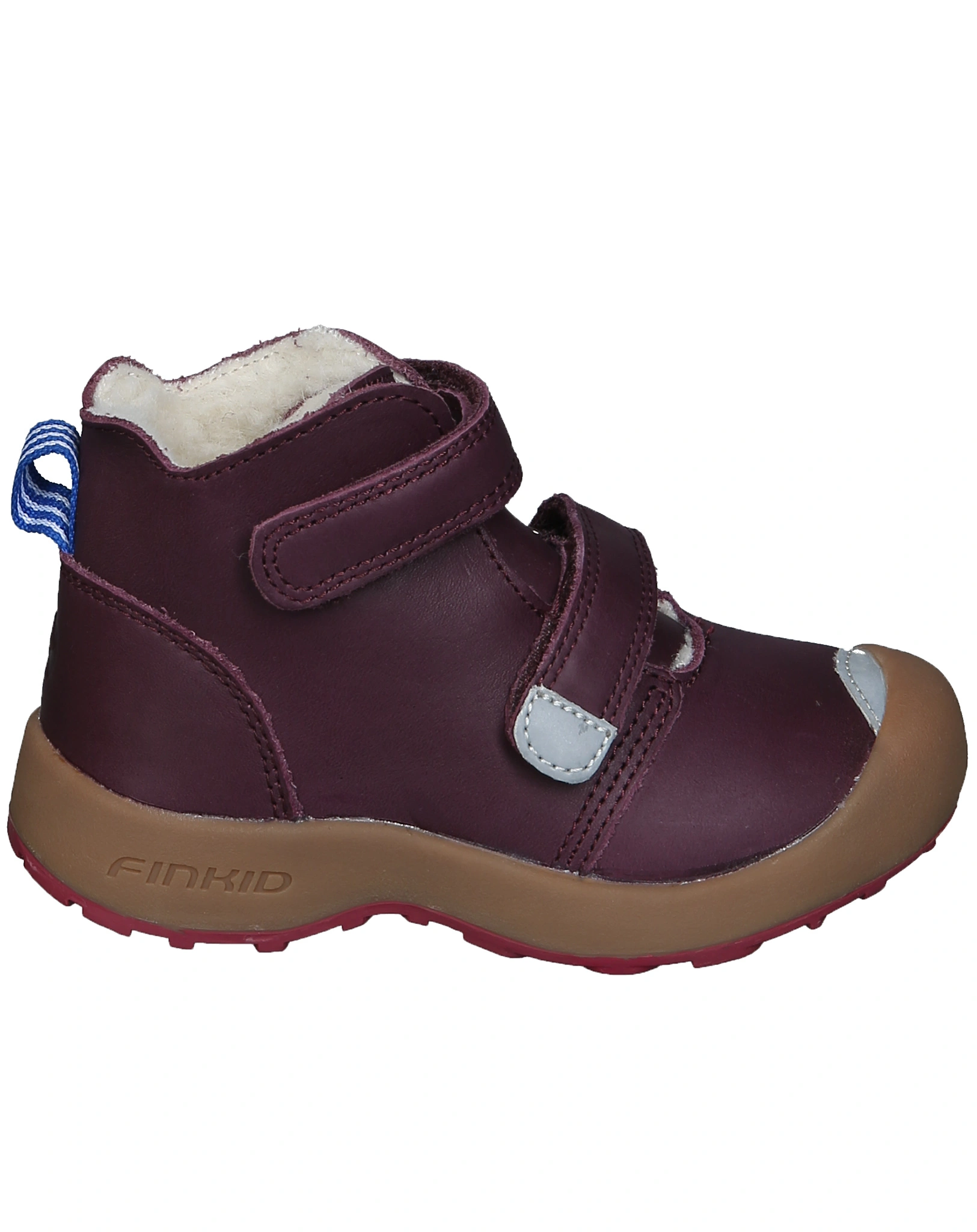 Leder-Klettboots TASSU in eggplant/beet red