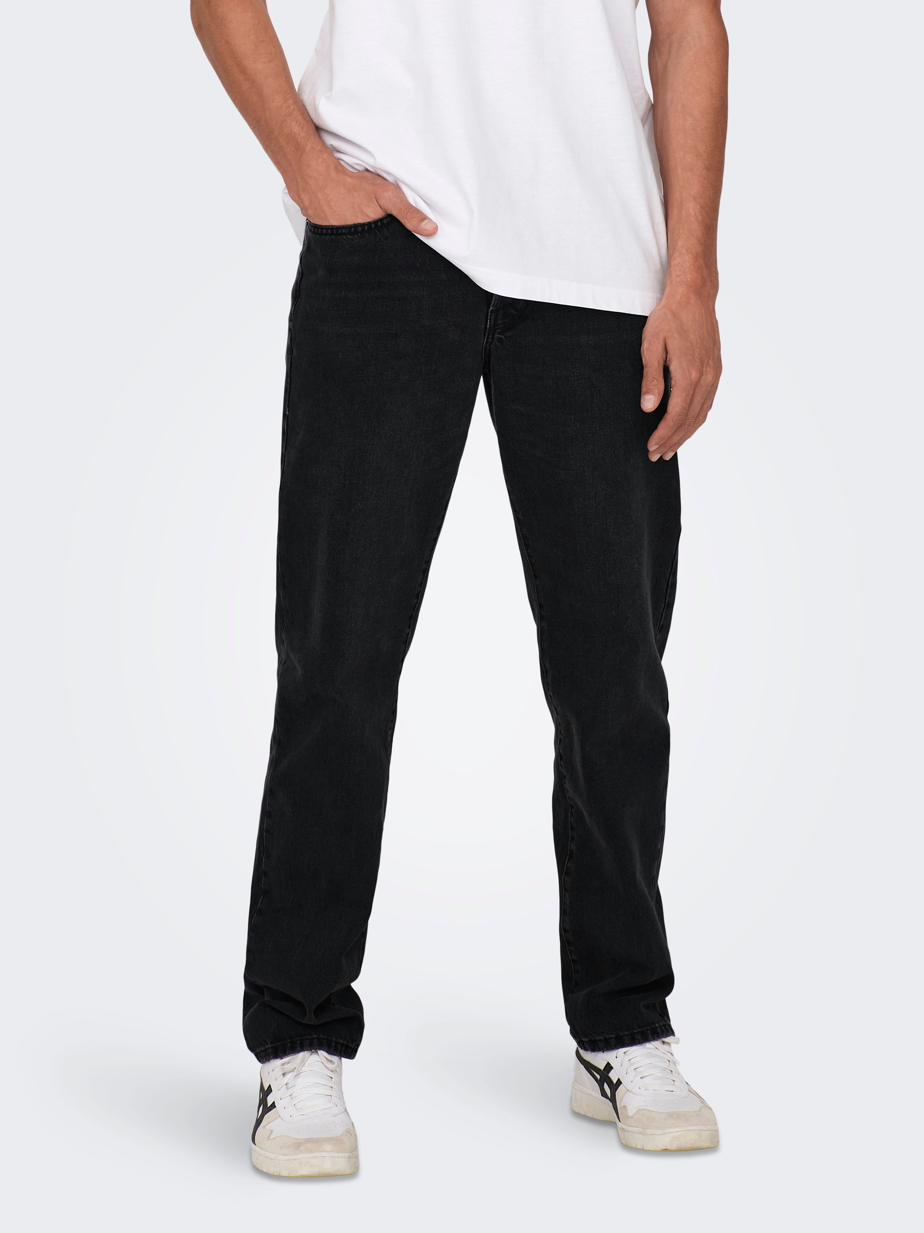 ONSEDGE Mid Rise Gerade geschnitten Jeans Black Denim