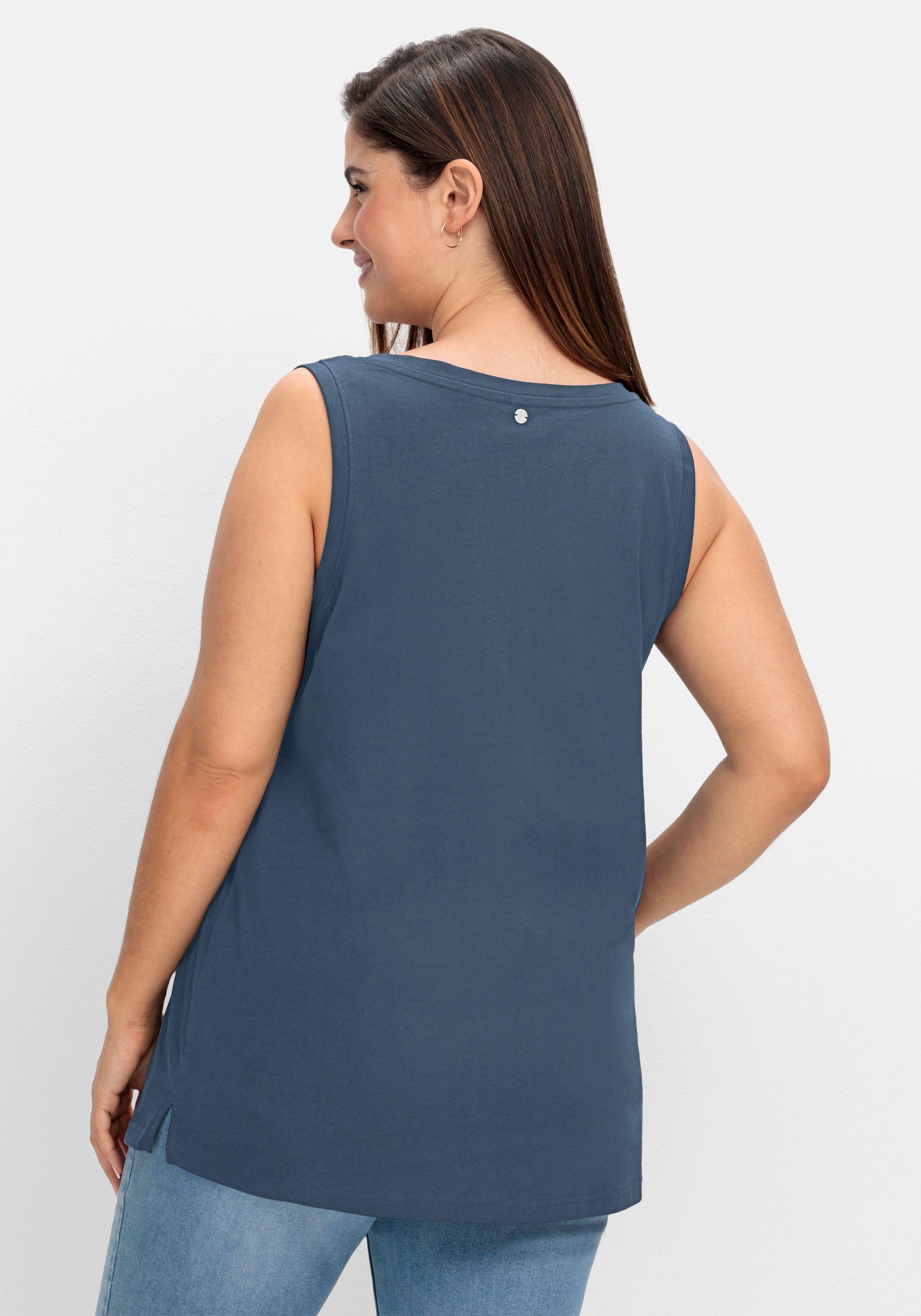 Tanktop mit V-Ausschnitt und Zierknopfleiste