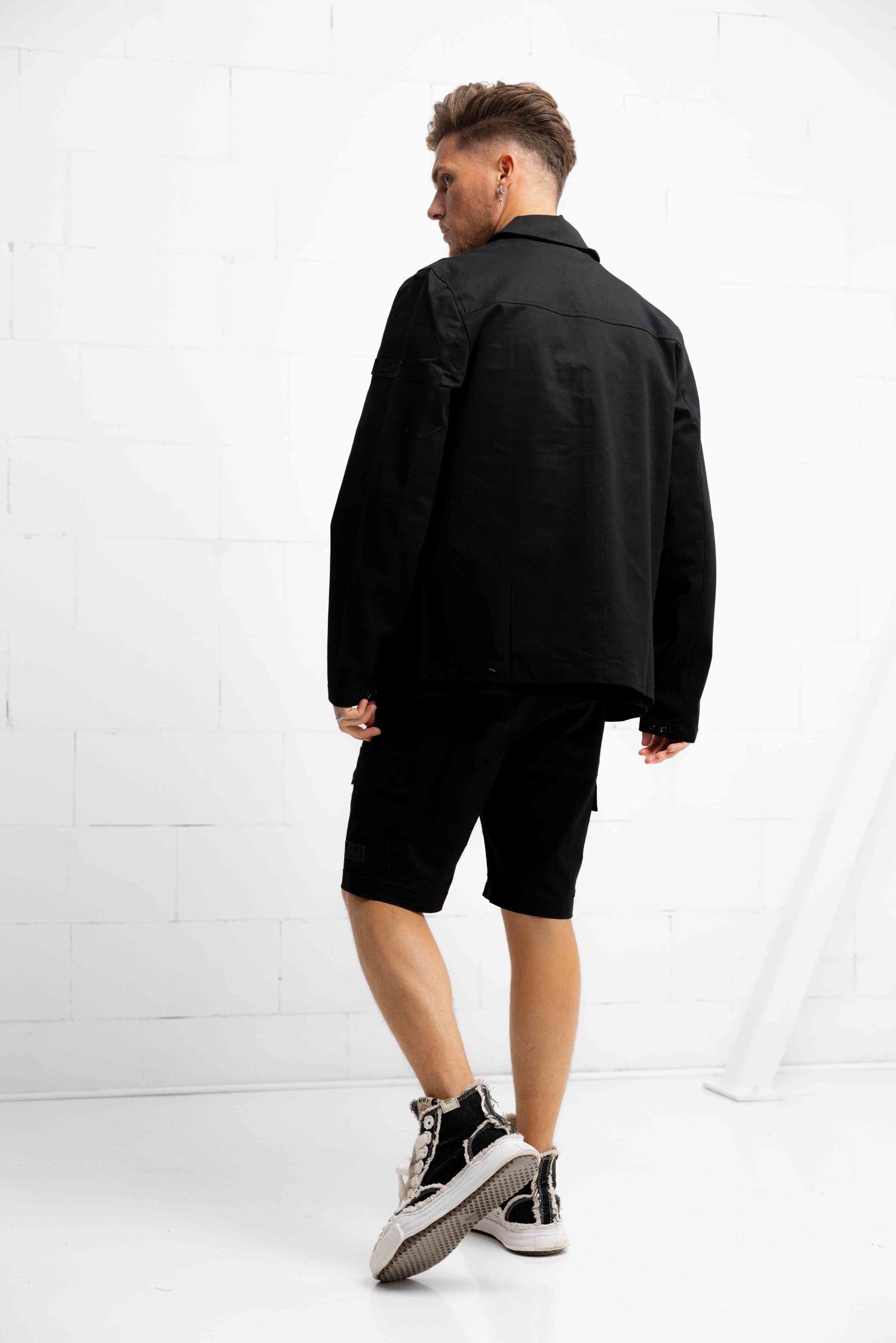 Malelions Cotton Zip Overshirt Heren Zwart
