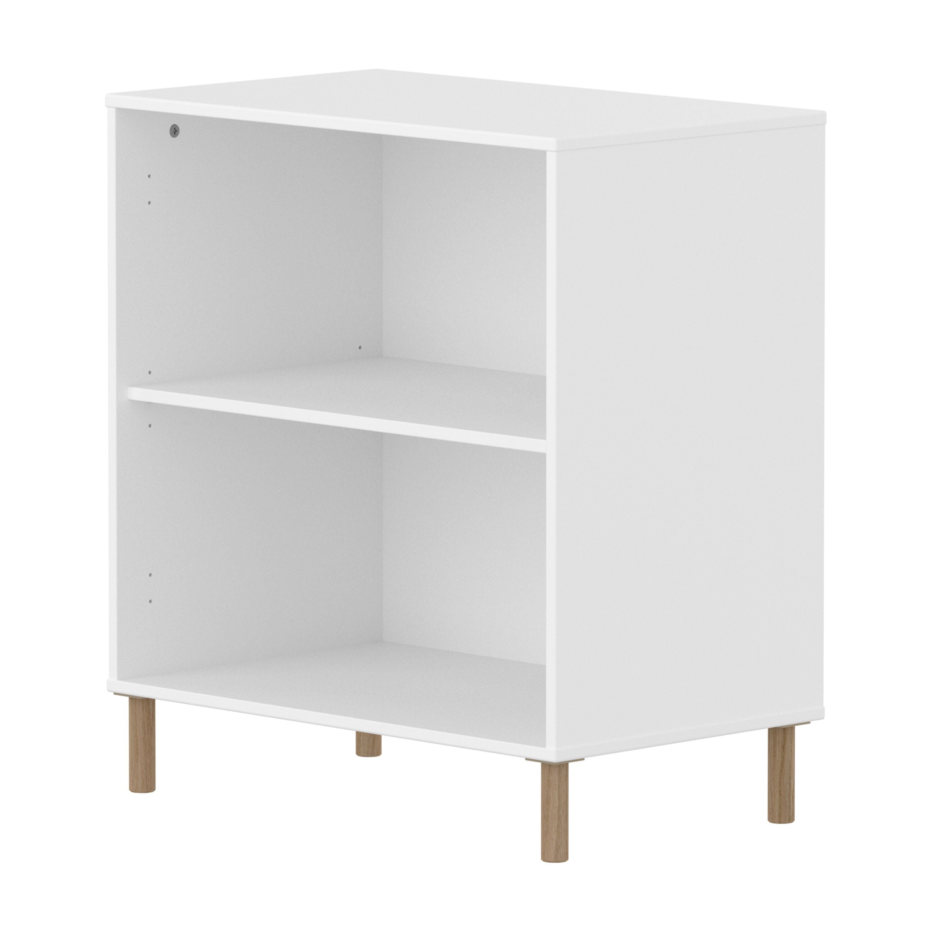 SAGA Regal weiss ohne Tür und oak Füsse - Weiss / B: 75.0 cm x T: 45.0 cm x H: 84.0 cm