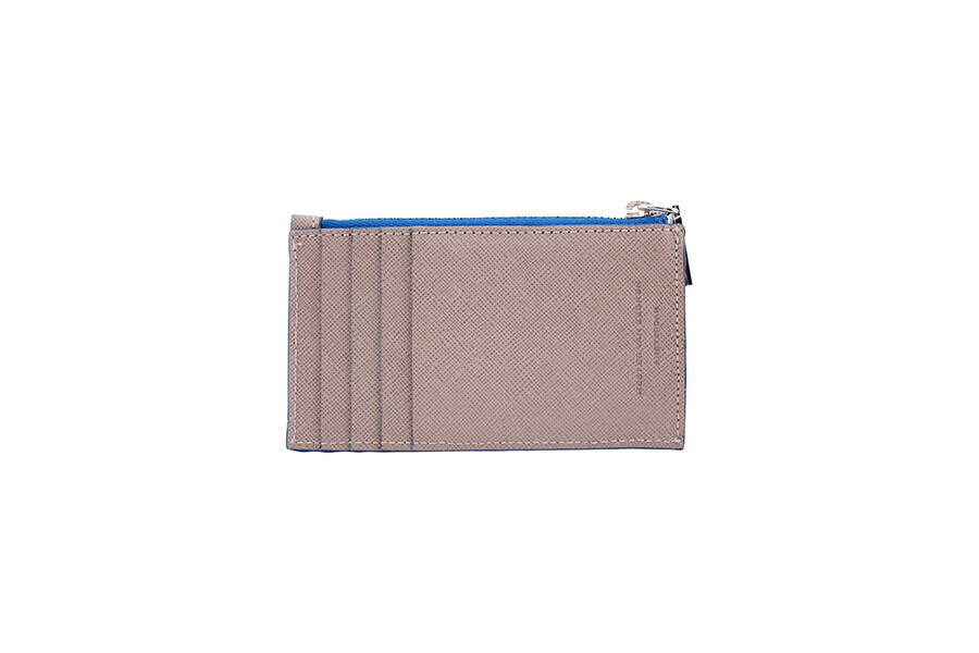 Stair Saffiano zip cardholder taupe