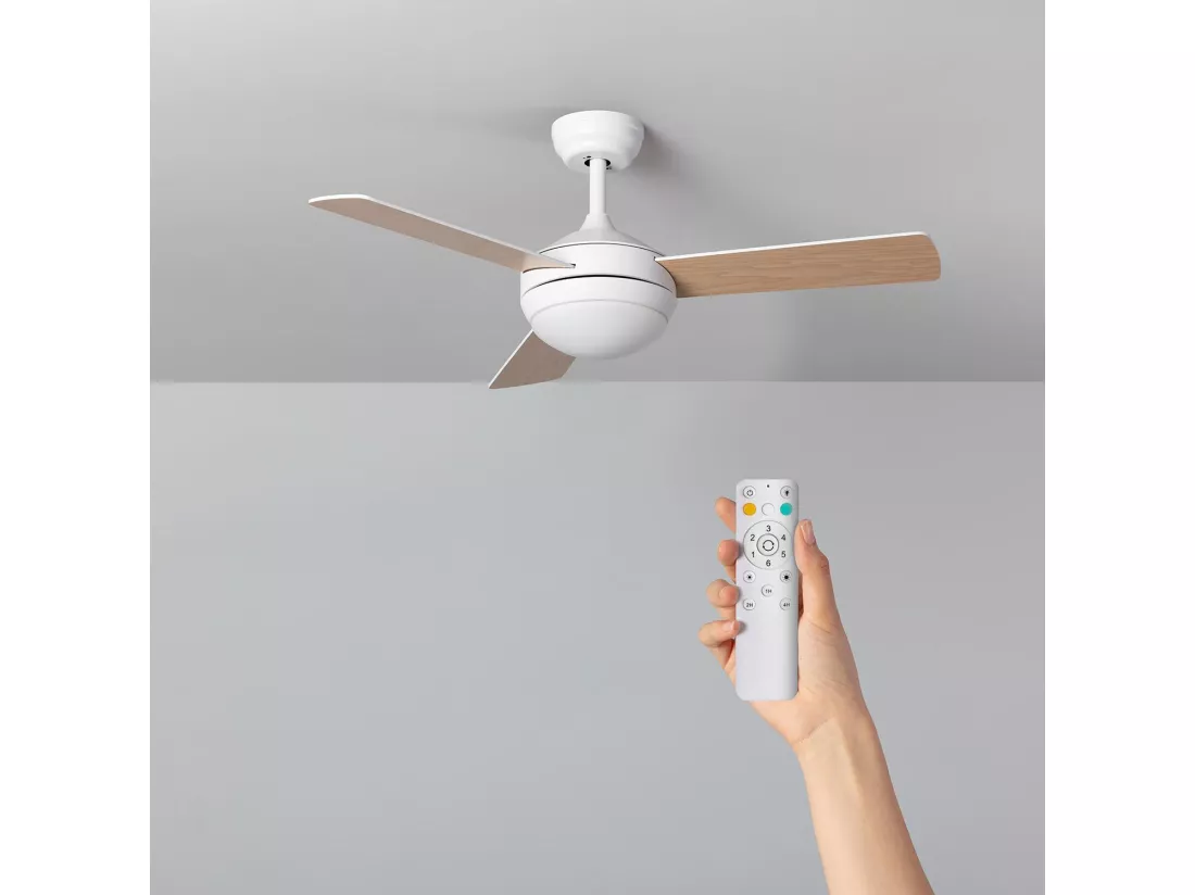 Ventilateur Exterieur Silencieux Navy 107cm Moteur DC Bois clair Télécommande Sans lumière