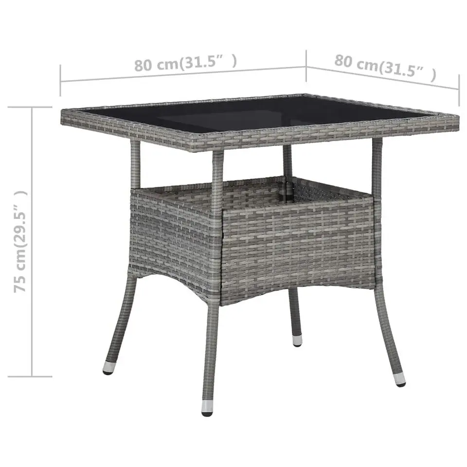 vidaXL - Verstelbaar Tuinset met grijs kussens - Poly rattan en glas - 5 stuks