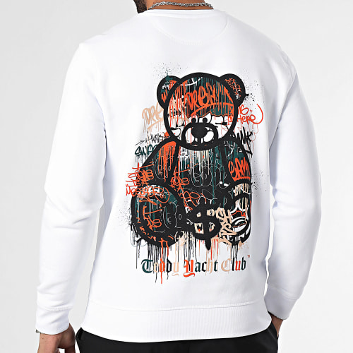 Sweat Crewneck Art Series Dripping Orange Blanc