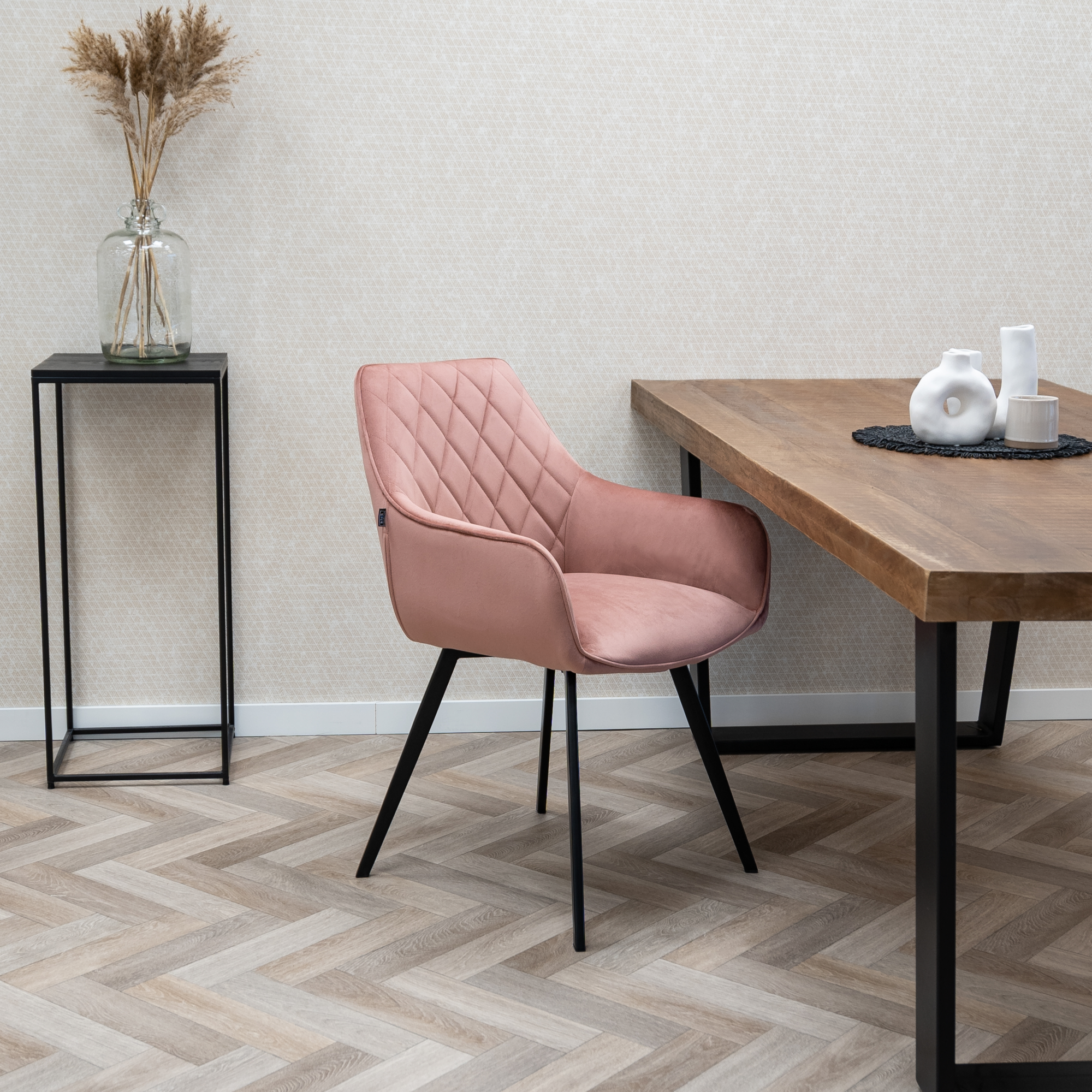 Kick eetkamerstoel  Karl Velvet - roze