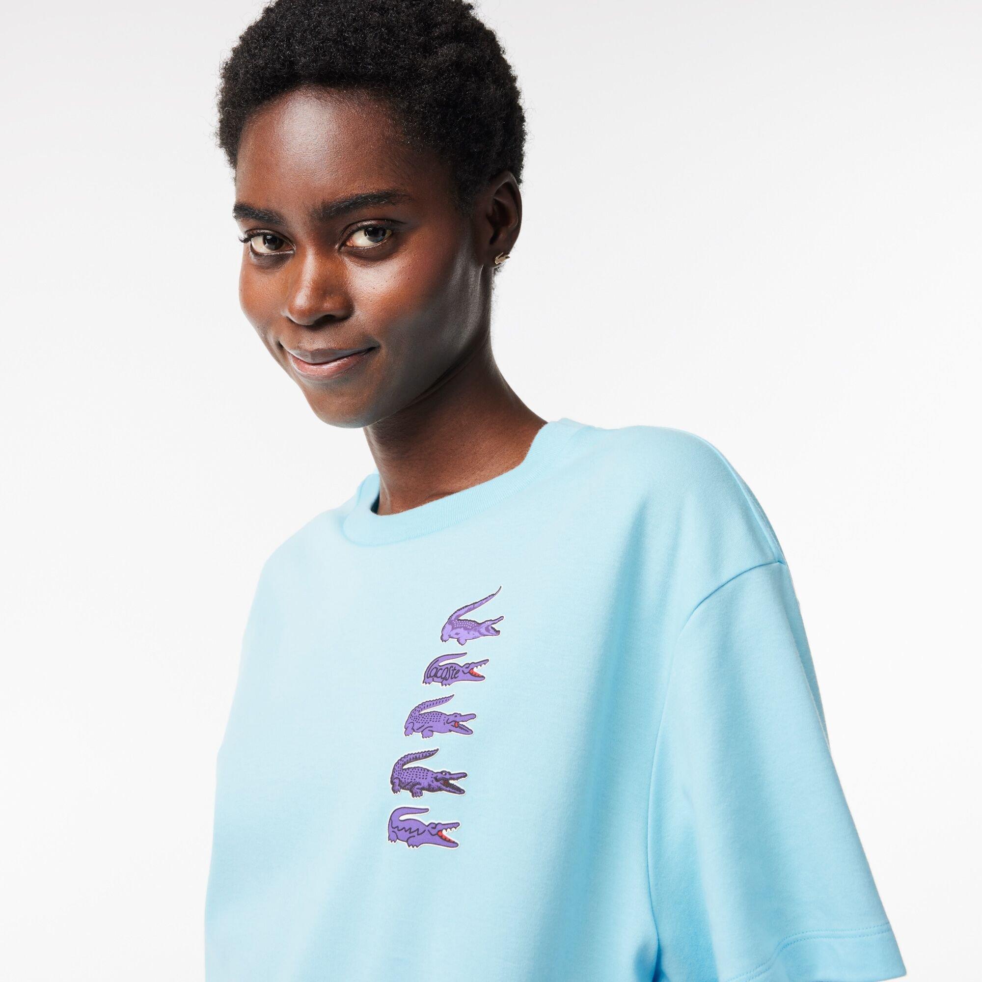 Lacoste Oversized Iconic Croc Print Cotton T Shirt