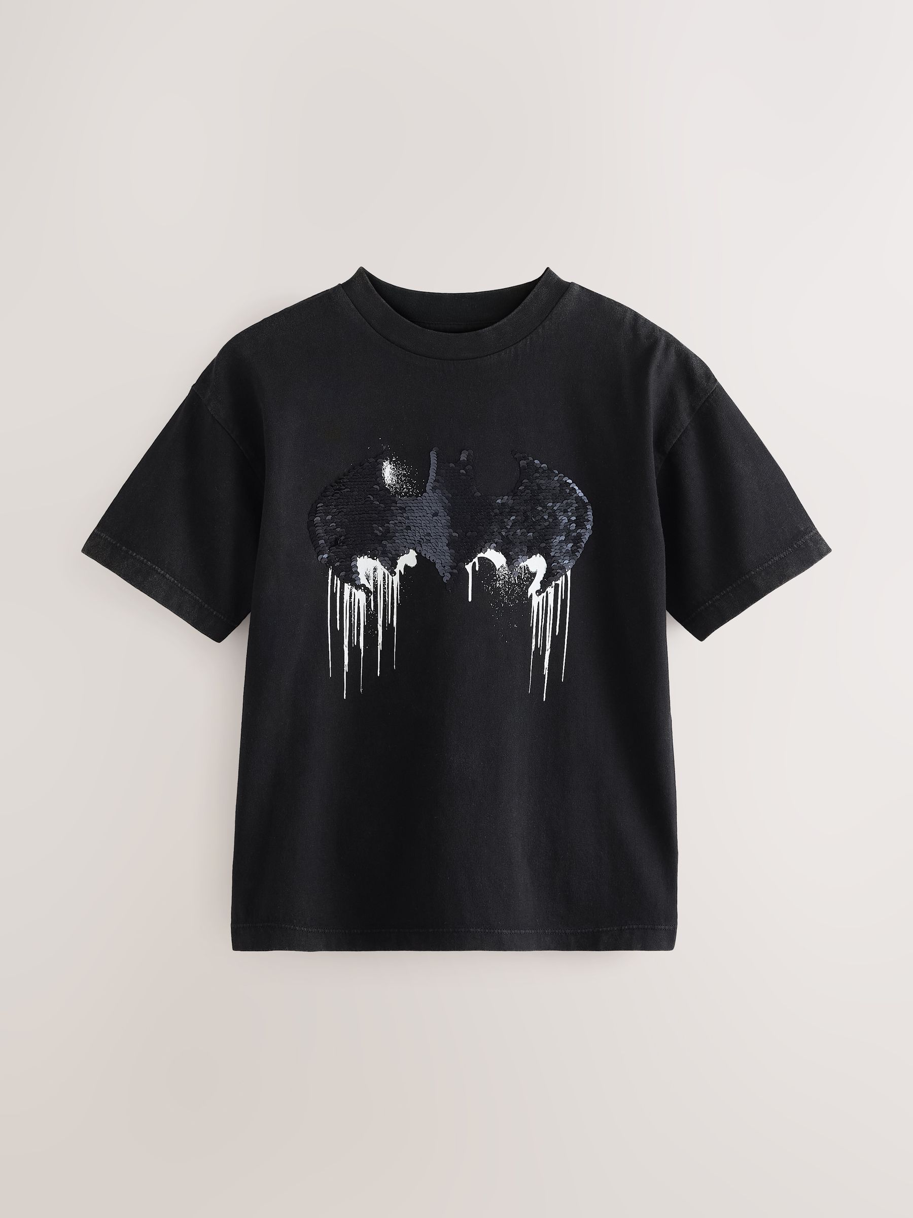 Zwart - Flip Sequin Batman T-shirt (3-15jr)