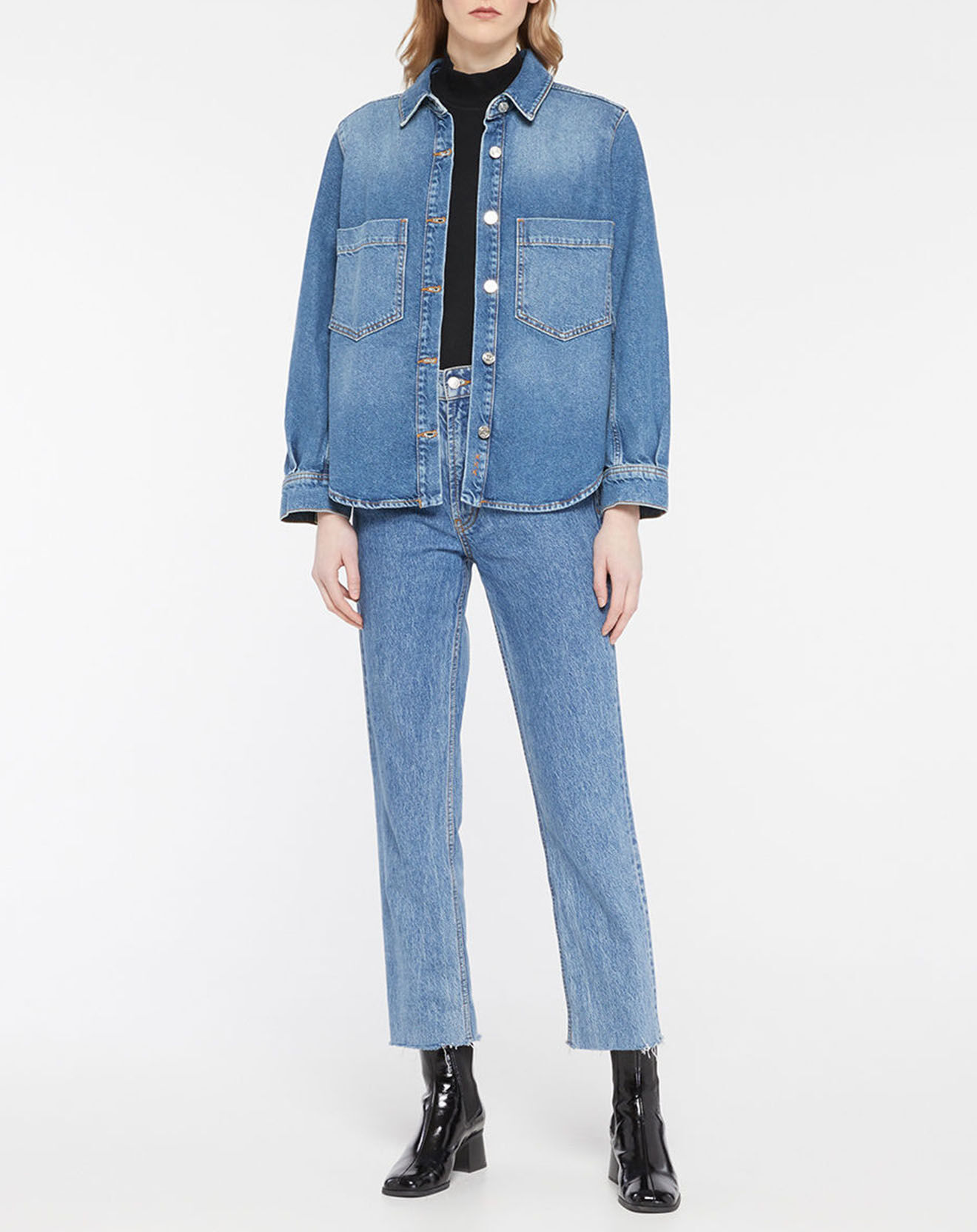 Scotch & Soda Veste en Jean à franges bleue
