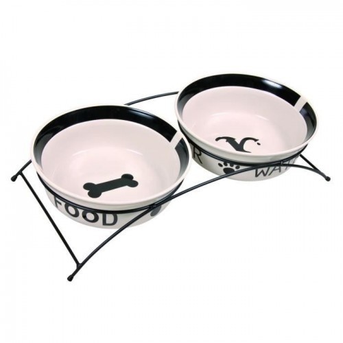 Conjunto de tigelas para cães Trixie Eat on Feet, branco