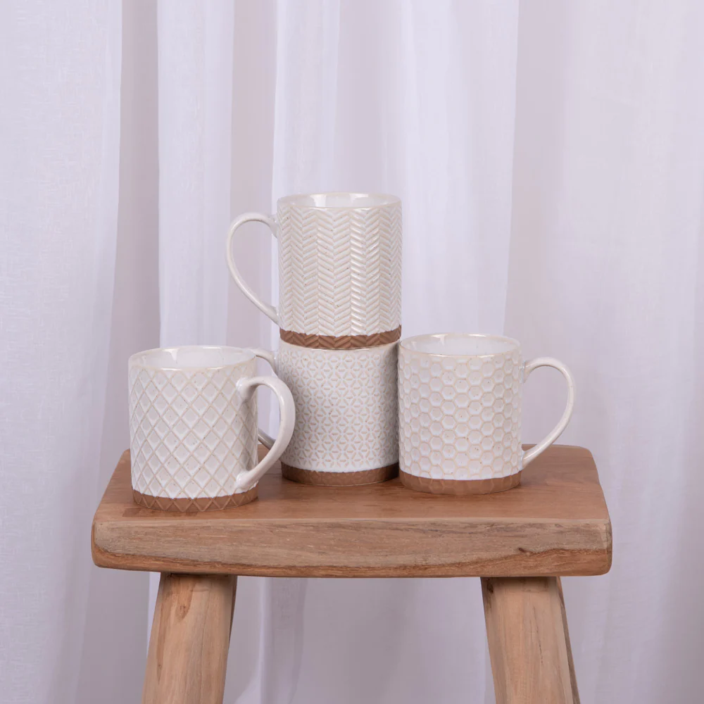 Coffret de 4 mugs Jaspe 35 cl beige Table passion
