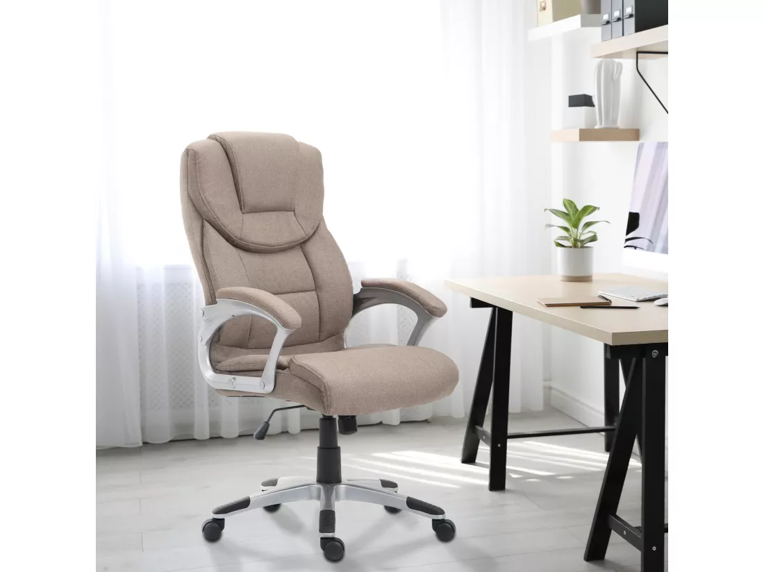 Chaise de bureau - Tissu & Plastique - Taupe - Texas V2