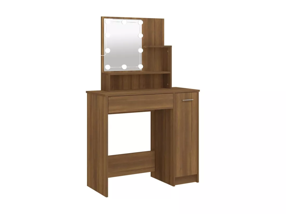 Coiffeuse avec LED Chêne marron 86,5x35x136 cm