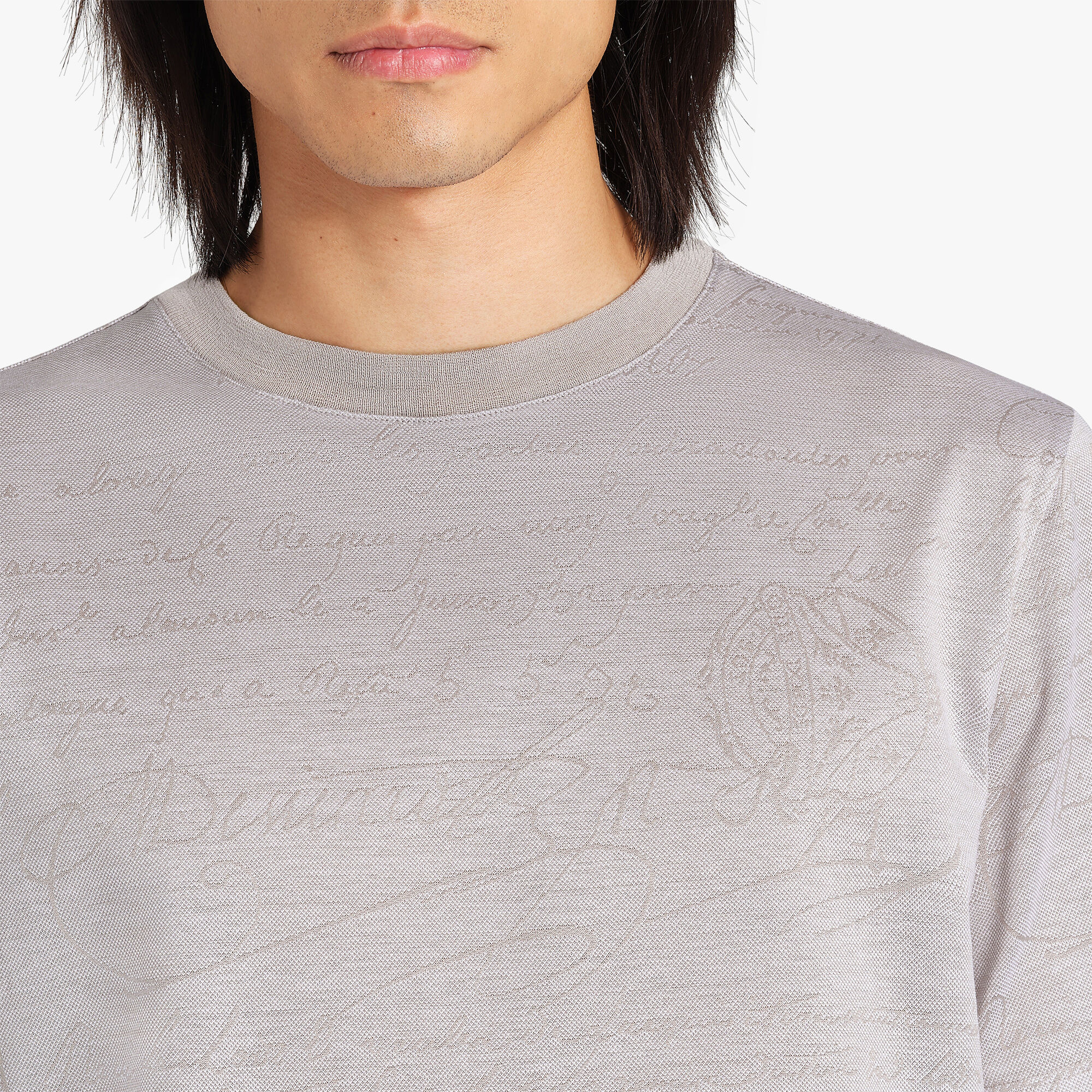 T-Shirt En Jacquard Scritto All-Over