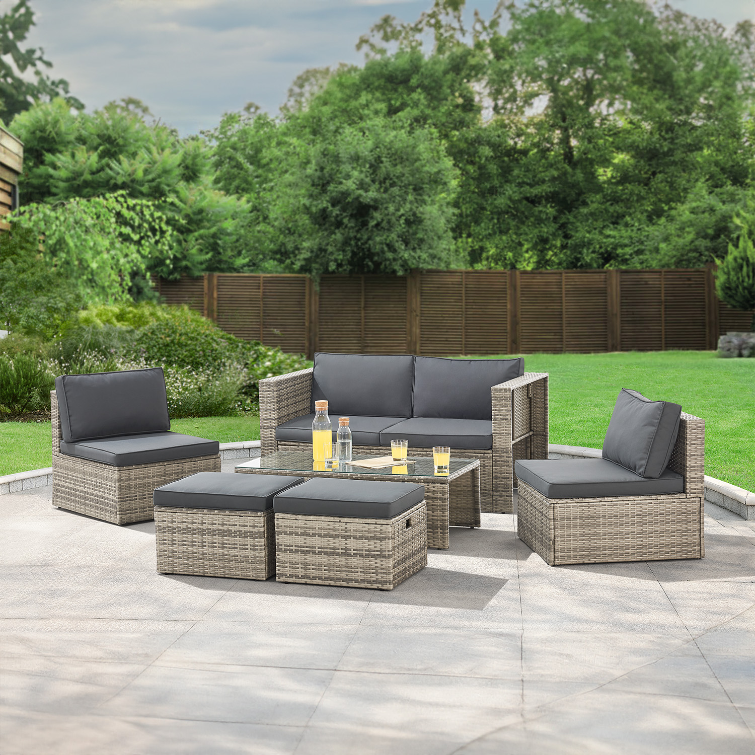 Juskys Salou polyrotan loungeset - Grey
