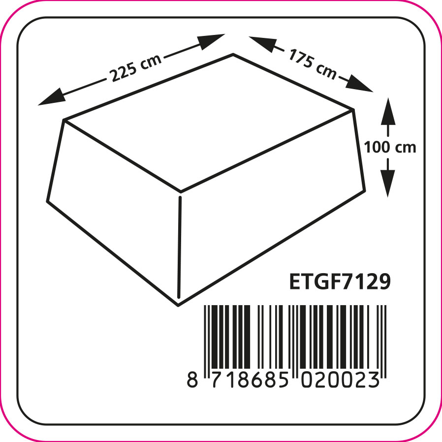 Eurotrail Cantoinic 225x175x100 cm Grey rechthoekige hoes