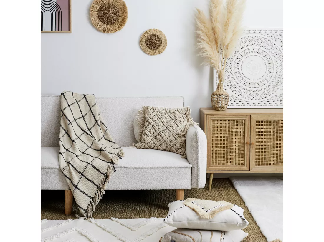 Coussin Beige Macrame 40x40cm