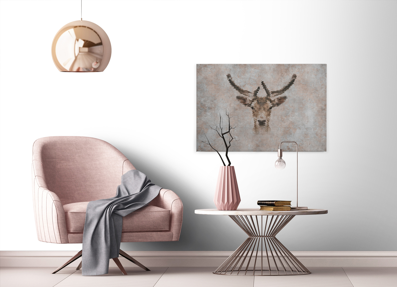 Leinwandbild HIRSCHKOPF- grau-braun - 90x60 cm