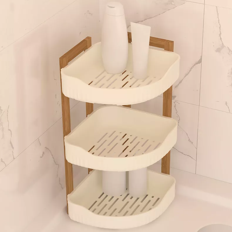 Etagère d'angle salle de bain 3 niveaux (H45 cm) Natureo Blanc
