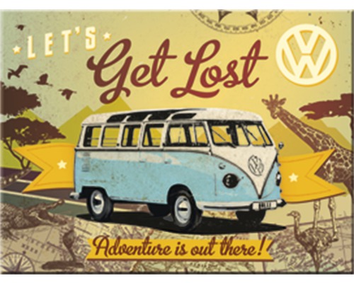 Decoratieve magneet VW Bulli Let`s Get Lost 8x6 cm