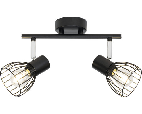 Plafondspot, 2-lichts, B 25,5 cm, zwart