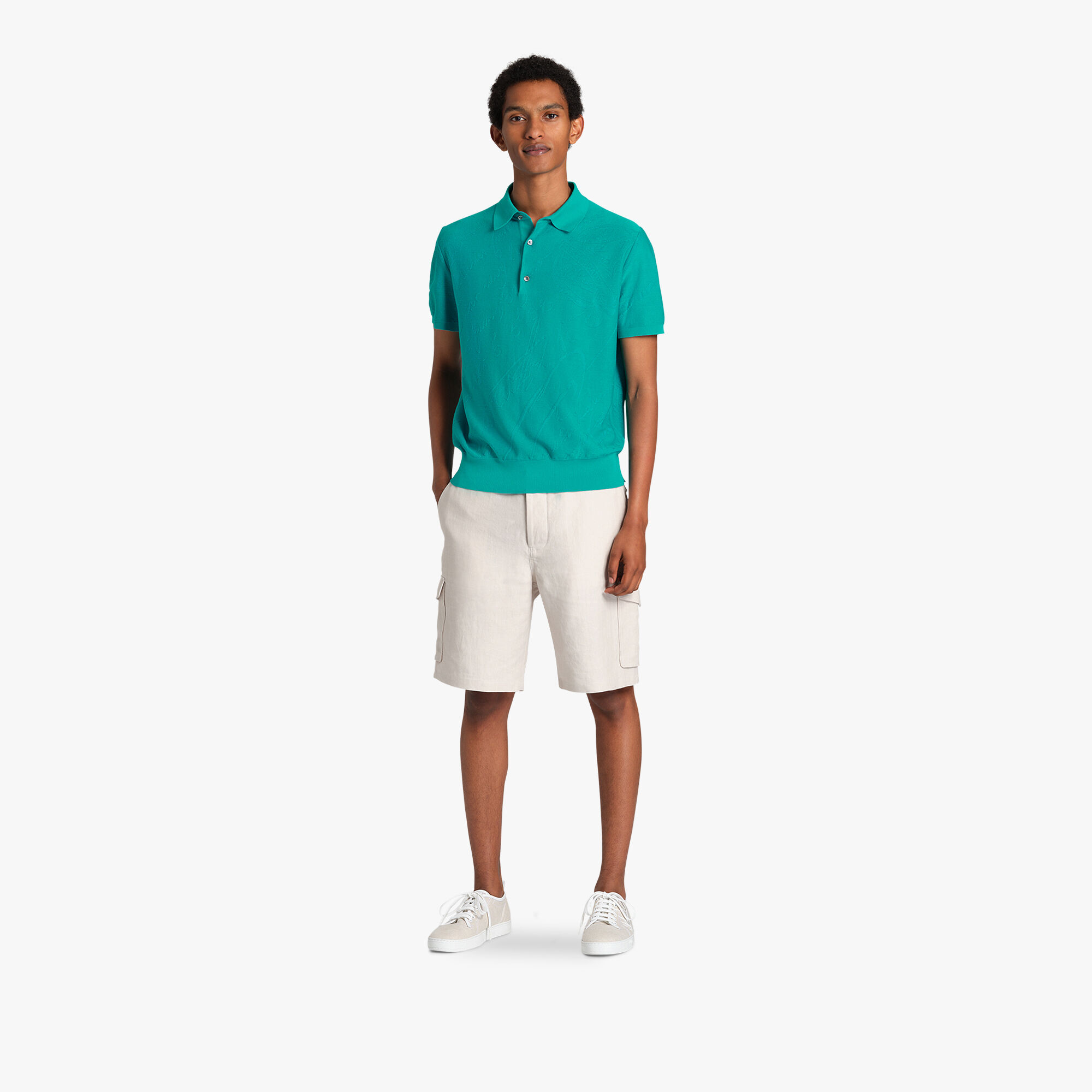 Polo En Pique De Coton Et Soie Scritto