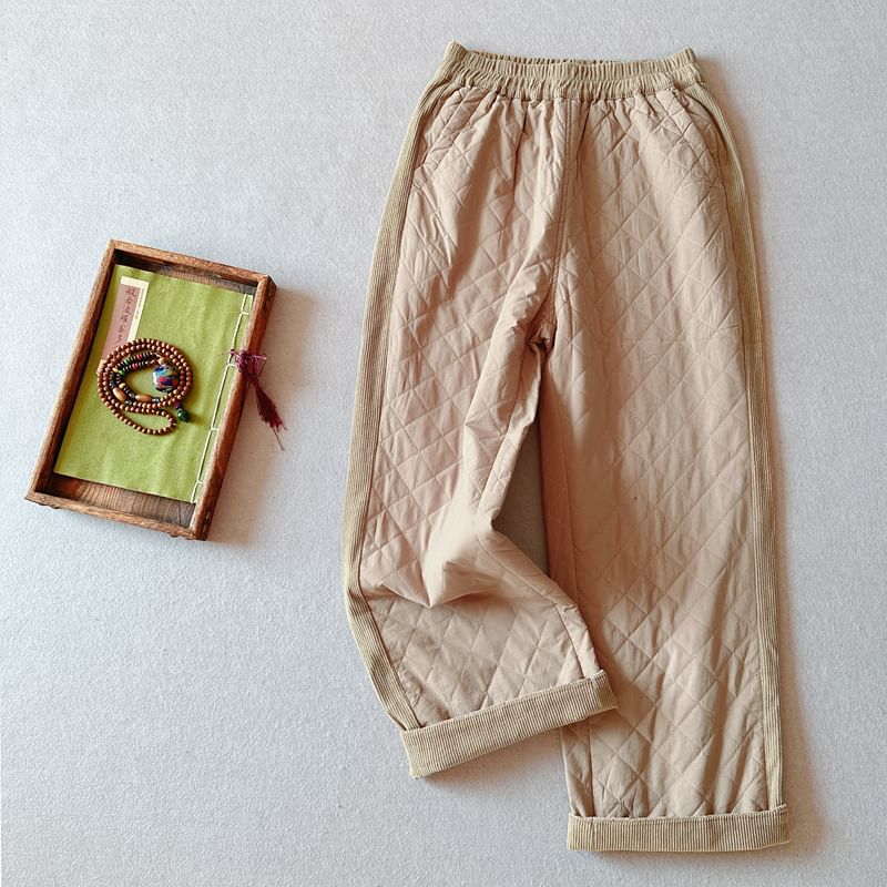 CosmoCorner - Hoge taille effen gewatteerde wijde broek